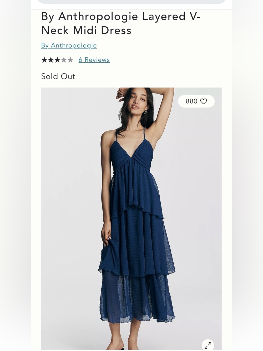 NWT Anthropology Layered V-Neck Midi Dress